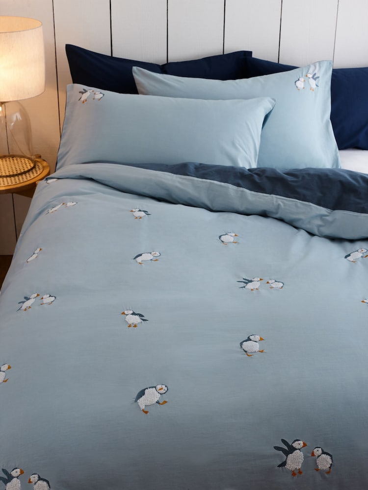 Blue Tufted Puffin 100% Cotton Duvet Cover and Pillowcase Set - Image 3 of 7