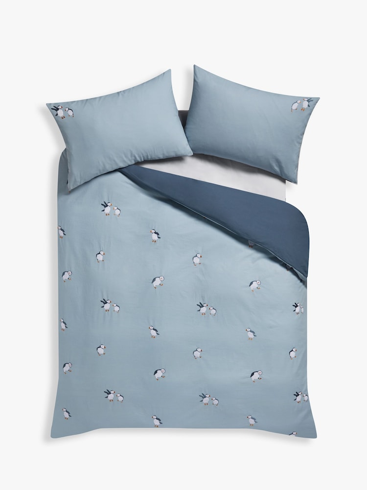 Blue Tufted Puffin 100% Cotton Duvet Cover and Pillowcase Set - Image 4 of 7