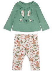 M&Co Blue Bunny Top and Leggings Set - Image 1 of 3