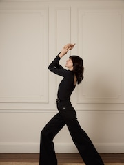 DONNA IDA Minnie The High Top Full Length Wide Leg Flare Black Jeans - Image 4 of 4