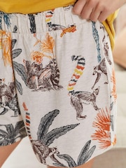 Ecru mit Lemurenmotiv - Kurzes Pyjamas-Set aus Baumwolle - Bild 5 von 8