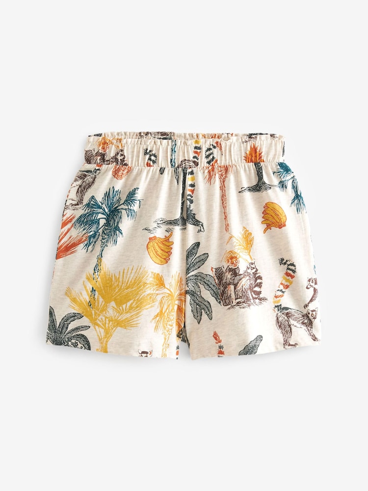 Ecru mit Lemurenmotiv - Kurzes Pyjamas-Set aus Baumwolle - Bild 8 von 8