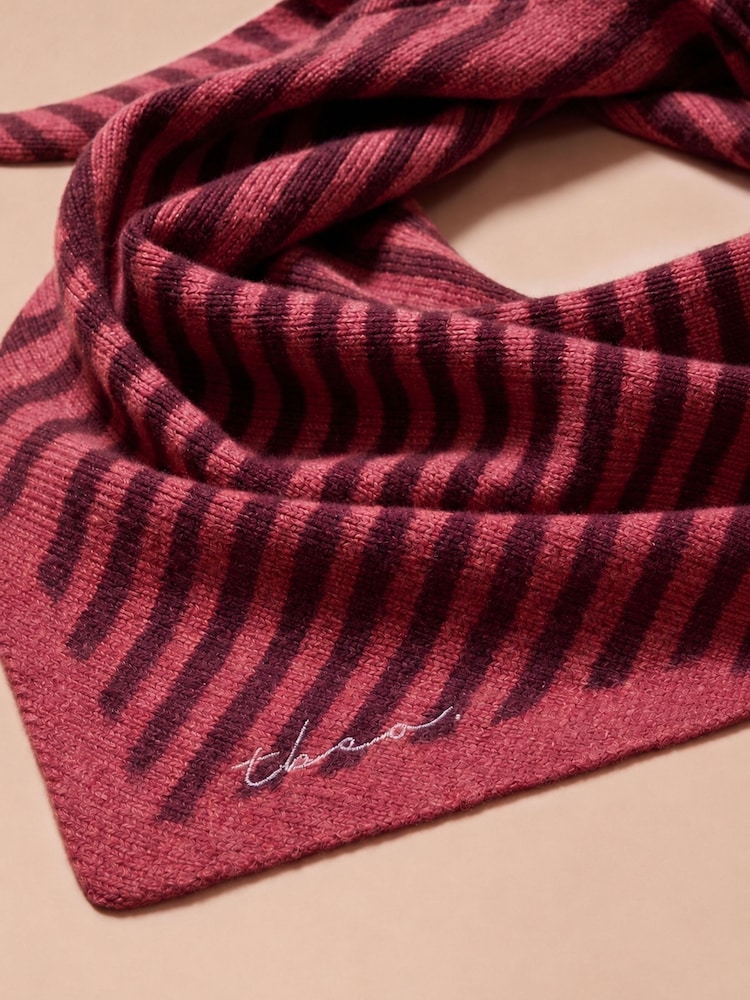 TBCo Red Small Berry Stripe Triangle Scarf - Image 2 of 2 TBCo Red Small Berry Stripe Triangle Scarf - Image 2 of 2