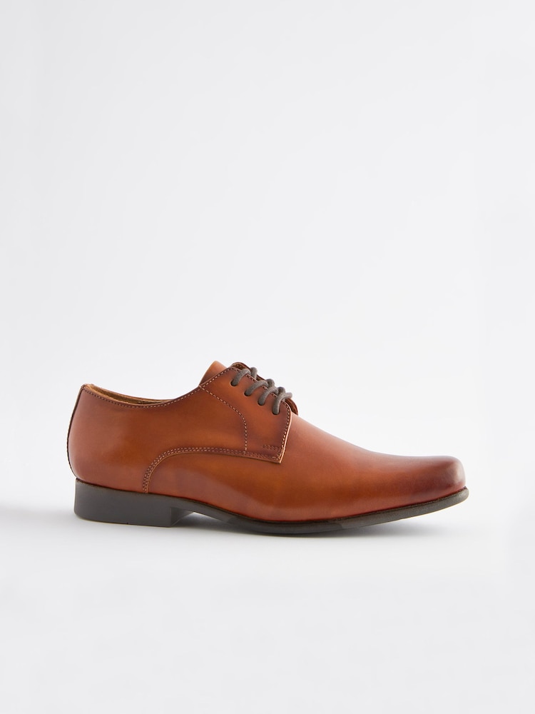 Tan Brown Leather Lace Up Shoes - Image 2 of 6