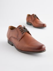 Tan Brown Leather Lace Up Shoes - Image 3 of 6
