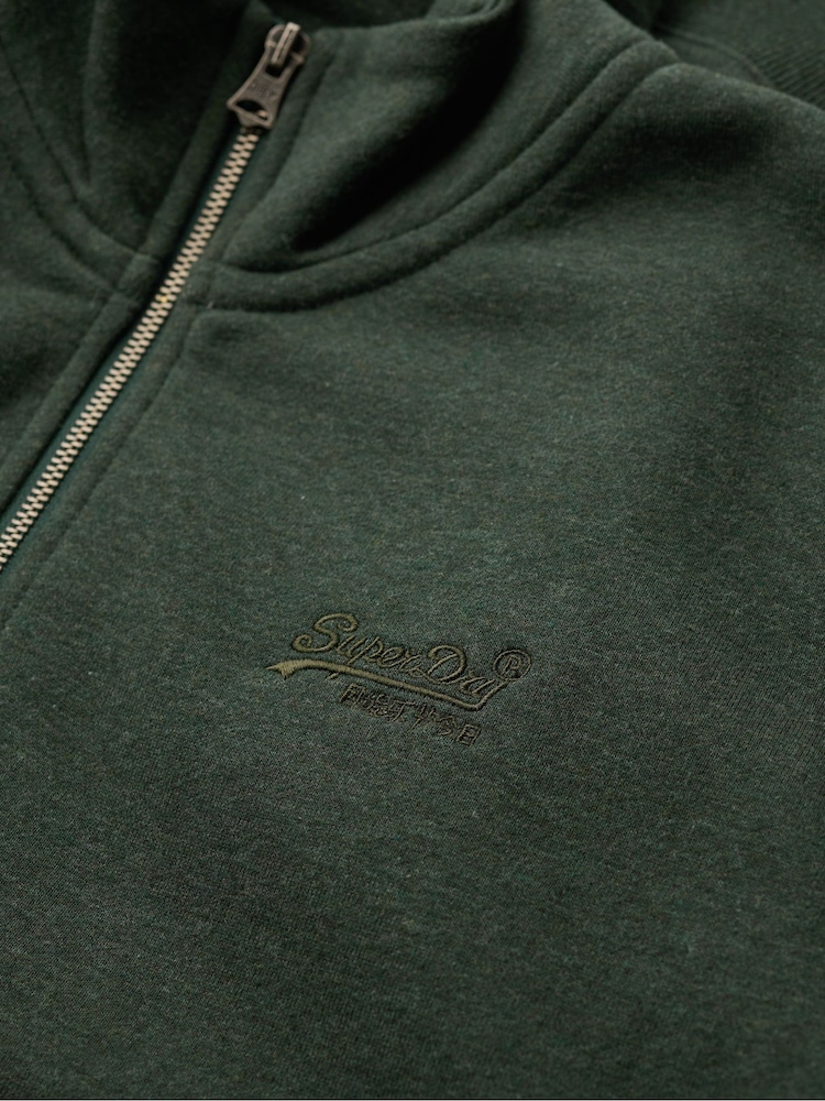 Superdry Deep Forest Green Marl Essential Logo Slim Fit Half Zip - Image 3 of 3