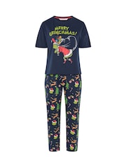 Yours Curve Blue Limited Grinch Pyjamas Set - Image 4 of 6