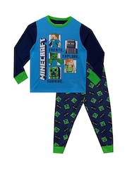 Character Green Minecraft Long Leg Pyjama Set - Image 1 of 4