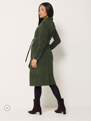 M&Co Green Petite Corduroy Midi Shirt Dress - Image 3 of 6