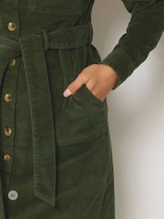 M&Co Green Petite Corduroy Midi Shirt Dress - Image 4 of 6