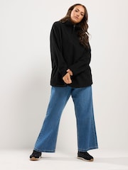 Yours Curve Black Quarter Zip Fleece - Image 2 of 6