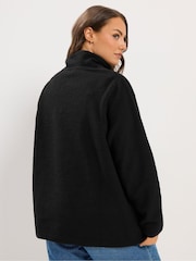 Yours Curve Black Quarter Zip Fleece - Image 3 of 6