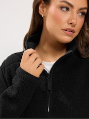 Yours Curve Black Quarter Zip Fleece - Image 4 of 6