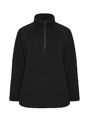 Yours Curve Black Quarter Zip Fleece - Image 5 of 6