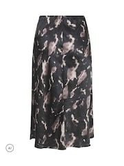 Yours Curve Black Marble Print Satin Skirt - Image 6 of 6
