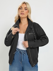 Yours Curve Funnel Neck Twill Shacket - 图片2 / 7