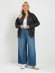 Yours Curve Funnel Neck Twill Shacket - 图片3 / 7