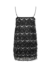 Yours Curve Black Sequin Tassel Slip Dress - Image 6 of 6