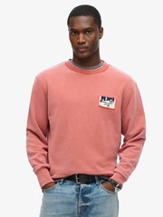 Superdry Orange Loose Fit 100% Cotton Mechanic Crew Hoodie - Image 1 of 5