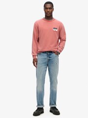Superdry Orange Loose Fit 100% Cotton Mechanic Crew Hoodie - Image 2 of 5