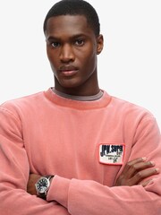 Superdry Orange Loose Fit 100% Cotton Mechanic Crew Hoodie - Image 3 of 5