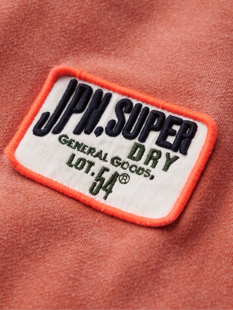 Superdry Orange Loose Fit 100% Cotton Mechanic Crew Hoodie - Image 5 of 5