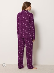 M&Co Purple Bows Soft Touch Pyjamas Set - Image 3 of 6