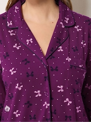 M&Co Purple Bows Soft Touch Pyjamas Set - Image 4 of 6