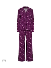 M&Co Purple Bows Soft Touch Pyjamas Set - Image 5 of 6