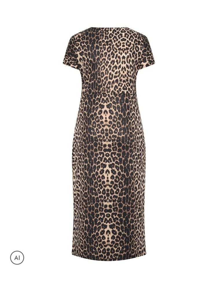 Yours Curve Brown Animal Studded Side Twist Dress - Image 6 of 6 Yours Curve Brown Animal Studded Side Twist Dress - Image 6 of 6