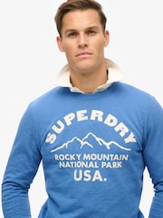 Superdry Ocean Blue Marl Lo-Fi Outdoors Graphic Crew Sweat top - Image 2 of 7