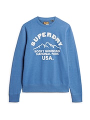Superdry Ocean Blue Marl Lo-Fi Outdoors Graphic Crew Sweat top - Image 4 of 7
