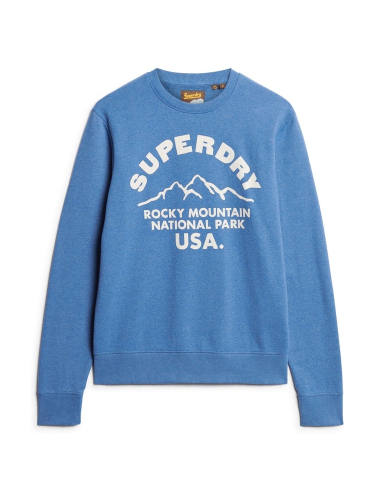 Superdry Ocean Blue Marl Lo-Fi Outdoors Graphic Crew Sweat top - Image 4 of 7
