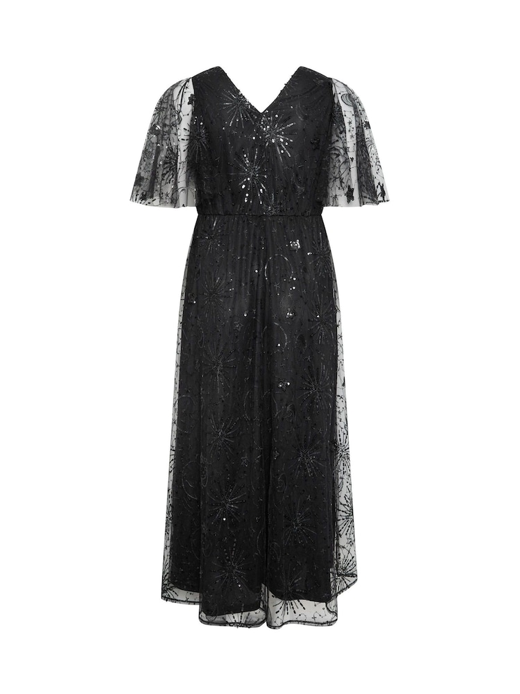 Yours Curve Black London Celestial Sequin Mesh Maxi Dress - Image 6 of 6 Yours Curve Black London Celestial Sequin Mesh Maxi Dress - Image 6 of 6