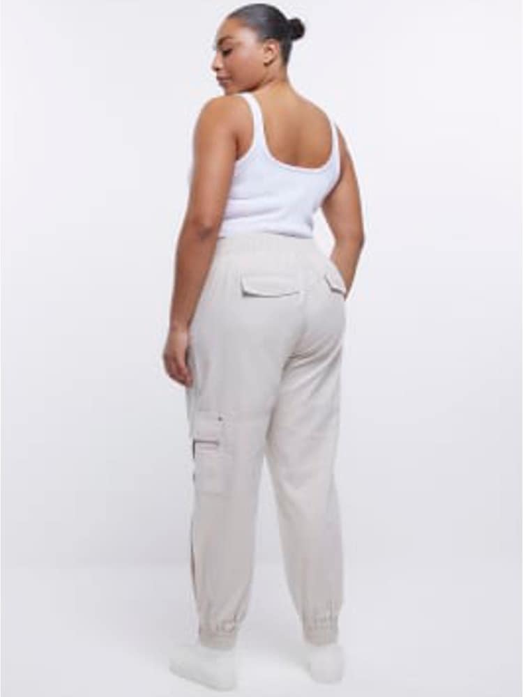 River Island Cream Plus Zip Cuff Cargo Trousers - Image 2 of 5