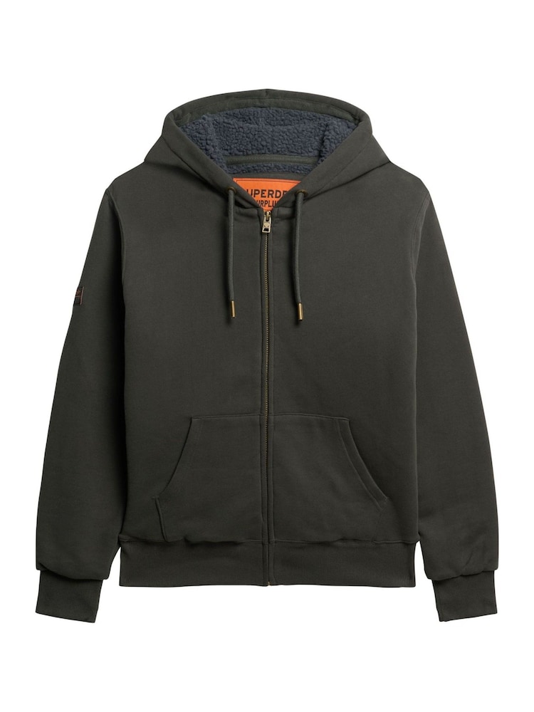 Superdry Washed Black Borg Lined Zip Hoodie - Image 5 of 5
