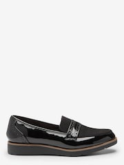 Black Material Mix Regular/Wide Fit Forever Comfort® Brogue Detail Chunky Sole Forever Comfort Loafers - Image 1 of 4