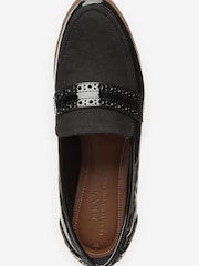 Black Material Mix Regular/Wide Fit Forever Comfort® Brogue Detail Chunky Sole Forever Comfort Loafers - Image 3 of 4