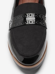 Black Material Mix Regular/Wide Fit Forever Comfort® Brogue Detail Chunky Sole Forever Comfort Loafers - Image 4 of 4