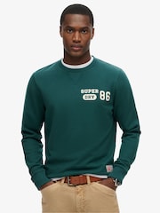 Superdry Dark Pine Green 100% Cotton Athletic Printed Sweatshirt - Image 2 of 5