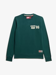 Superdry Dark Pine Green 100% Cotton Athletic Printed Sweatshirt - Image 4 of 5