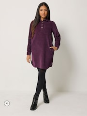 M&Co Purple Petite Corduroy Mini Shirt Dress - Image 1 of 6