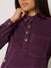 M&Co Purple Petite Corduroy Mini Shirt Dress - Image 4 of 6