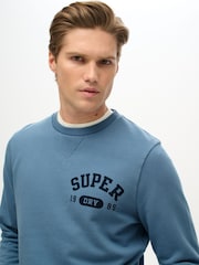 Superdry Wedgewood Blue 100% Cotton Athletic Printed Sweatshirt - Image 3 of 5