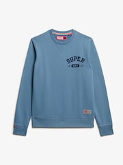 Superdry Wedgewood Blue 100% Cotton Athletic Printed Sweatshirt - Image 4 of 5