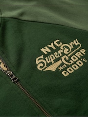 Superdry Forest Green College Graphic Jersey Bomber Jacket - Image 4 of 4