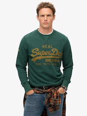 Superdry Enamel Green 100% Cotton Classic Vintage Logo Graphic Sweat Top - Image 1 of 5