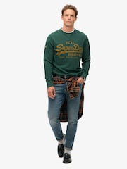Superdry Enamel Green 100% Cotton Classic Vintage Logo Graphic Sweat Top - Image 2 of 5