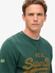 Superdry Enamel Green 100% Cotton Classic Vintage Logo Graphic Sweat Top - Image 3 of 5