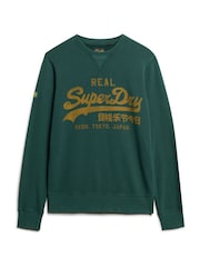 Superdry Enamel Green 100% Cotton Classic Vintage Logo Graphic Sweat Top - Image 4 of 5